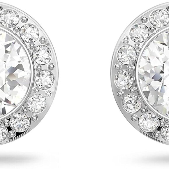 New Elegant Crystal Stud Earrings 3/8 x 3/8 in Clear Rhodium Plated